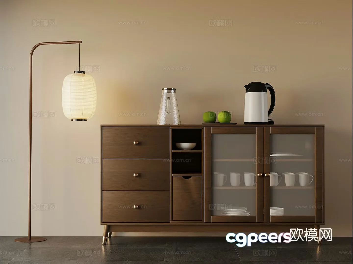 07 New Chinese sideboard Tea cabinet 3D model