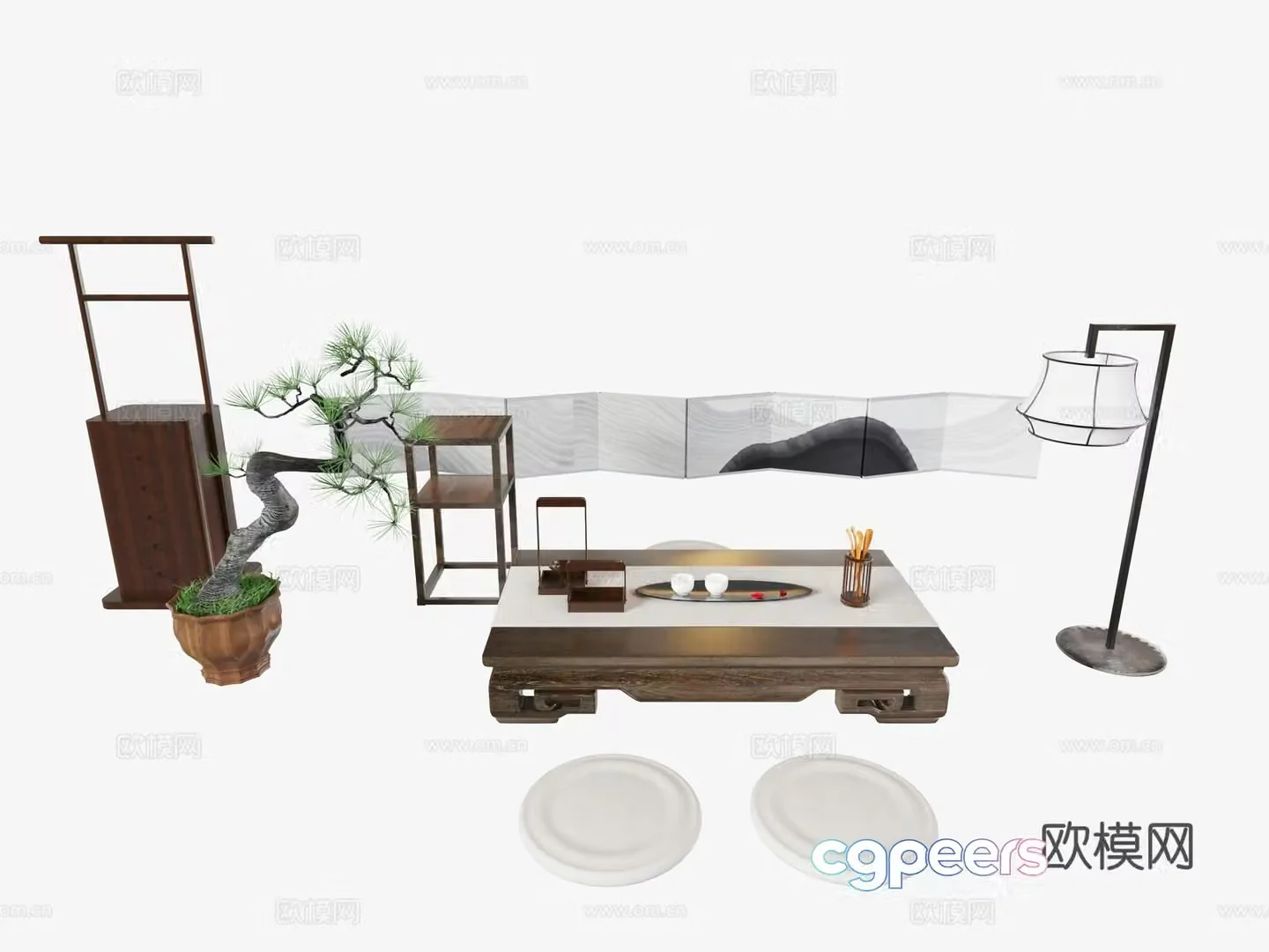 New Chinese style tea table tea table bay window tea table 3D model