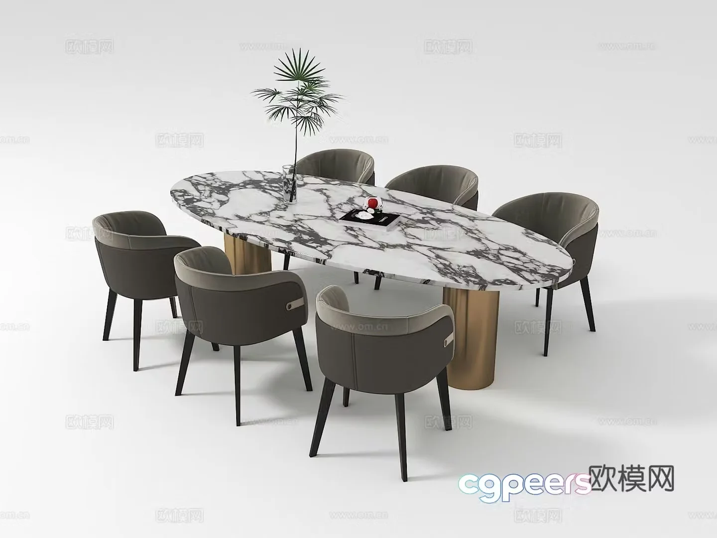 Italian dining table and chairs 3d model