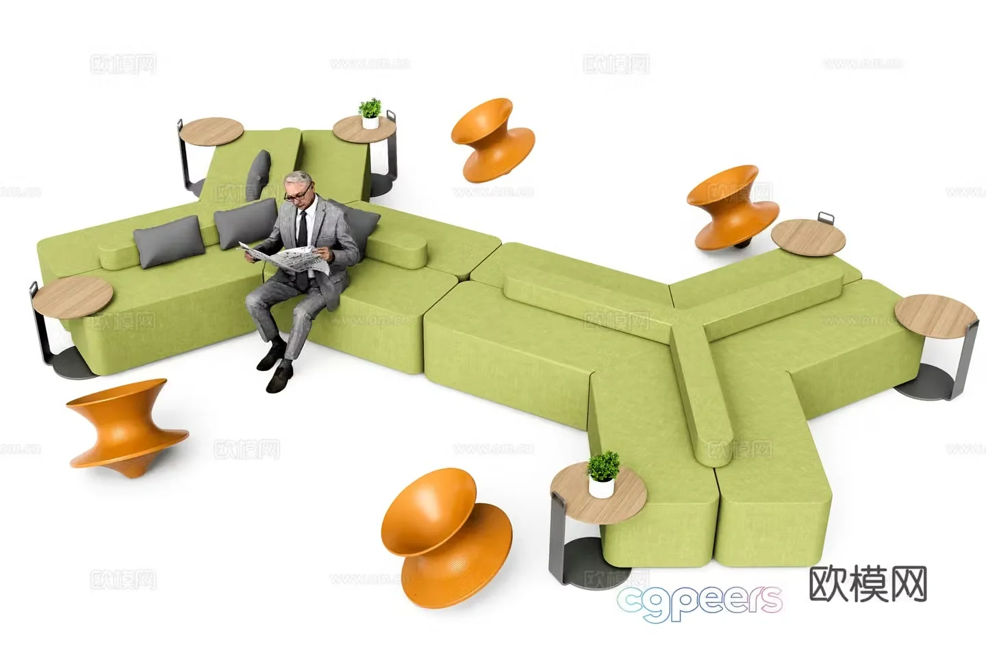 Modern modular sofa office leisure sofa 3d model