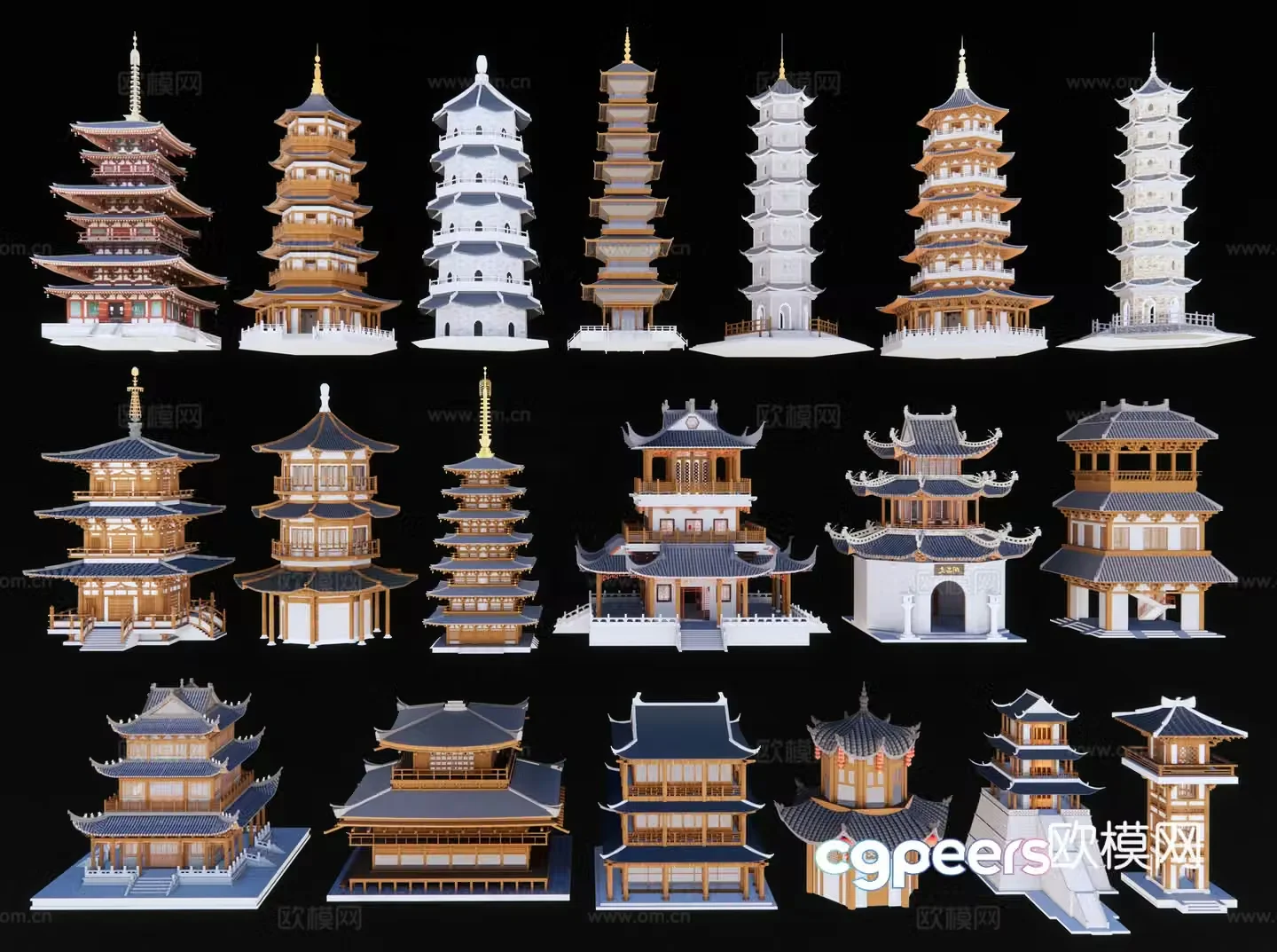 Chinese style ancient pagoda pagoda tower pagoda stone pagoda ancient building relic pagoda hidden gold pavilion temple 3d model
