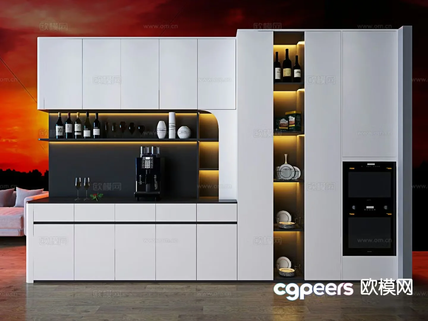 Modern wine cabinet sideboard 3d model
