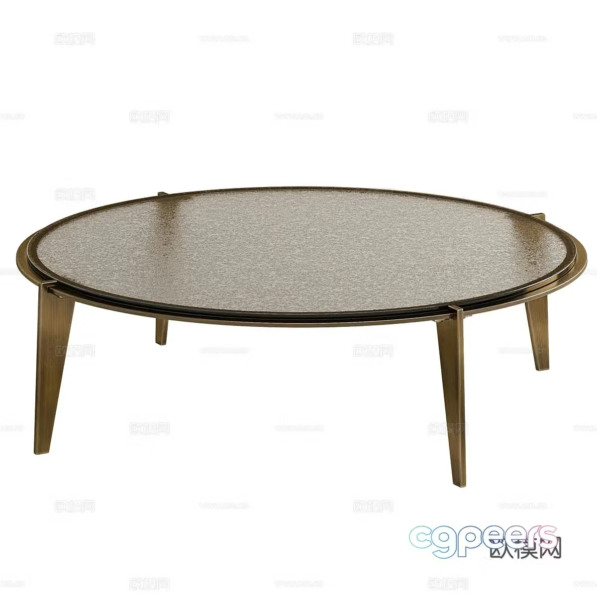 Modern Italian glass texture round coffee table 3d model