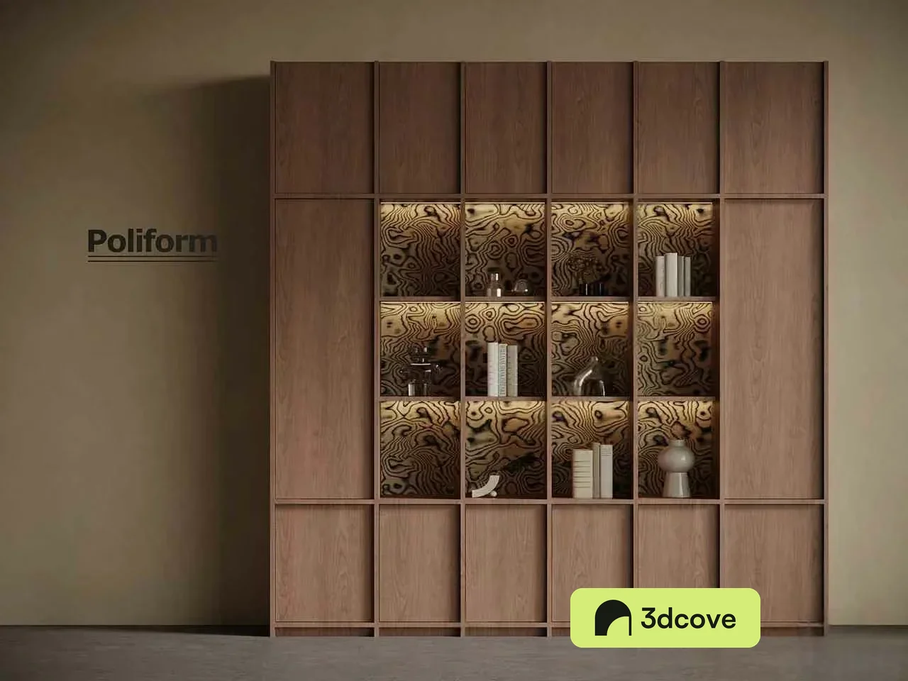 A Wooden Bookcase With Decorative Items