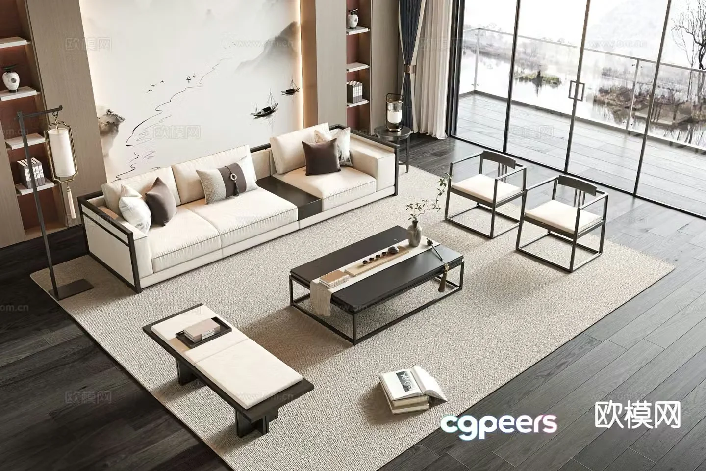 New Chinese style sofa set 3d model