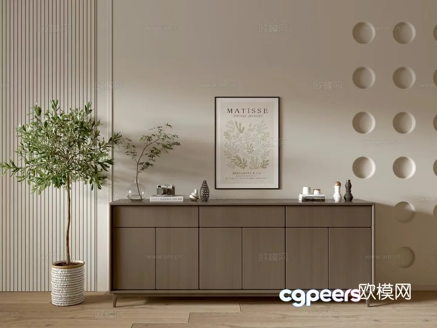 Modern wood grain cabinet ins wind minimalist wind cabinet whole cabinet sideboard balcony cabinet storage 3D model