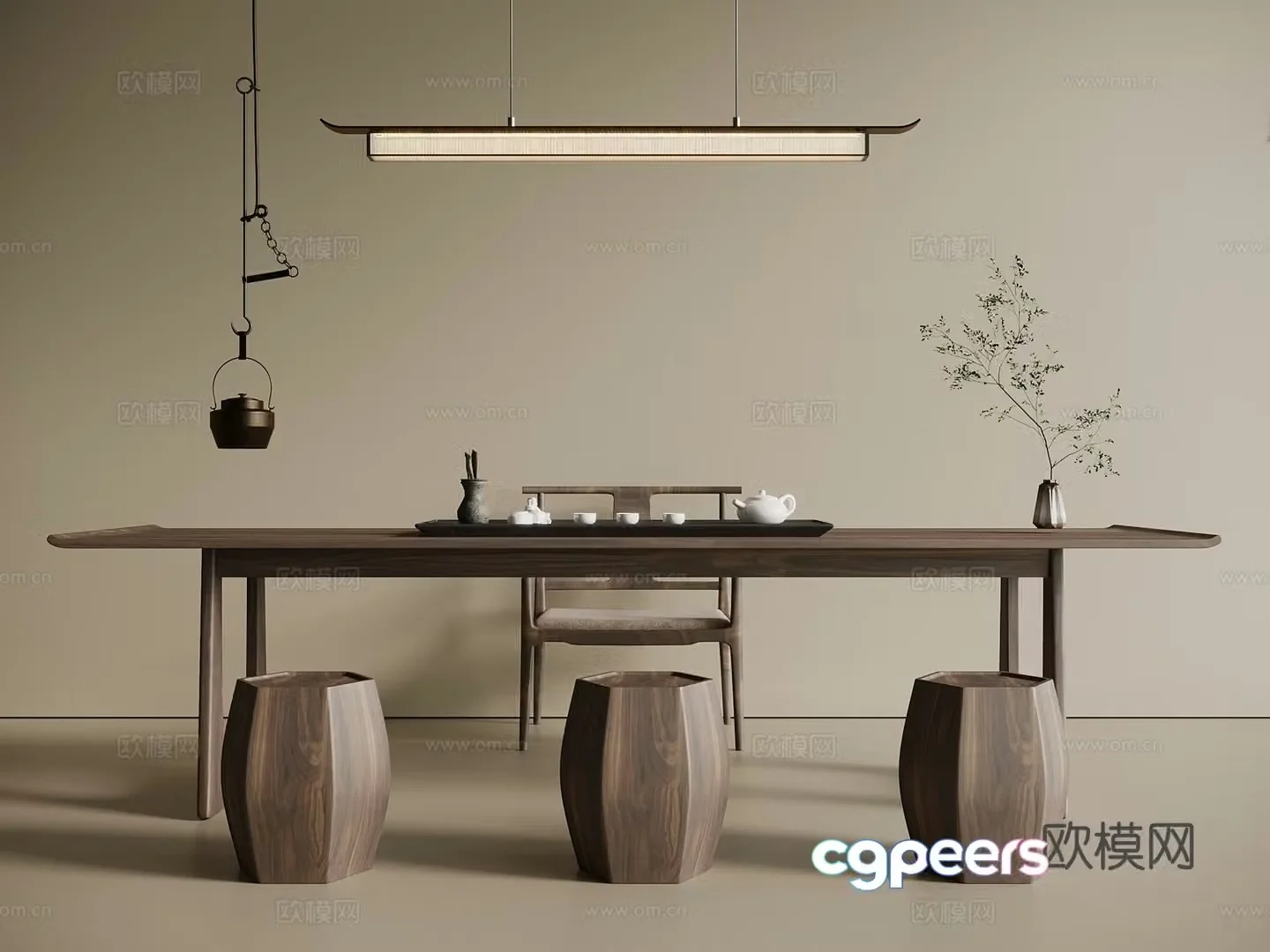 Middle Chinese style tea table and chair tea table big table long table tea table 3d model