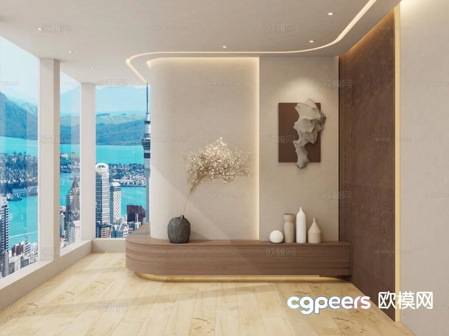 New Chinese style entrance hall welcome wall entrance hall aisle 3D model