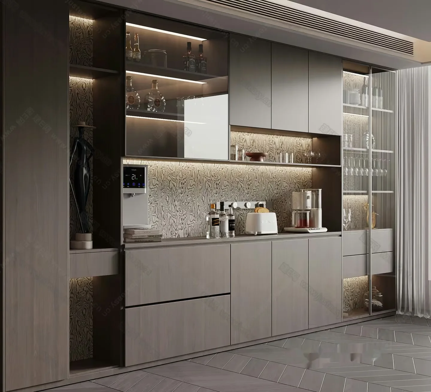 Modern Kitchen Cabinets 3D Model – 6784 – VRAY Render