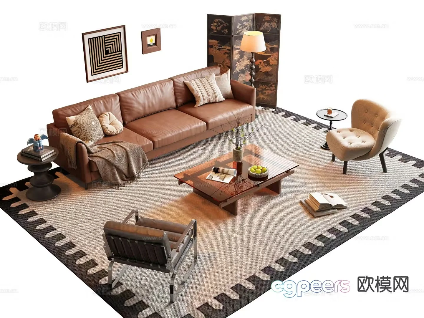 Medieval style modular sofa 3D model
