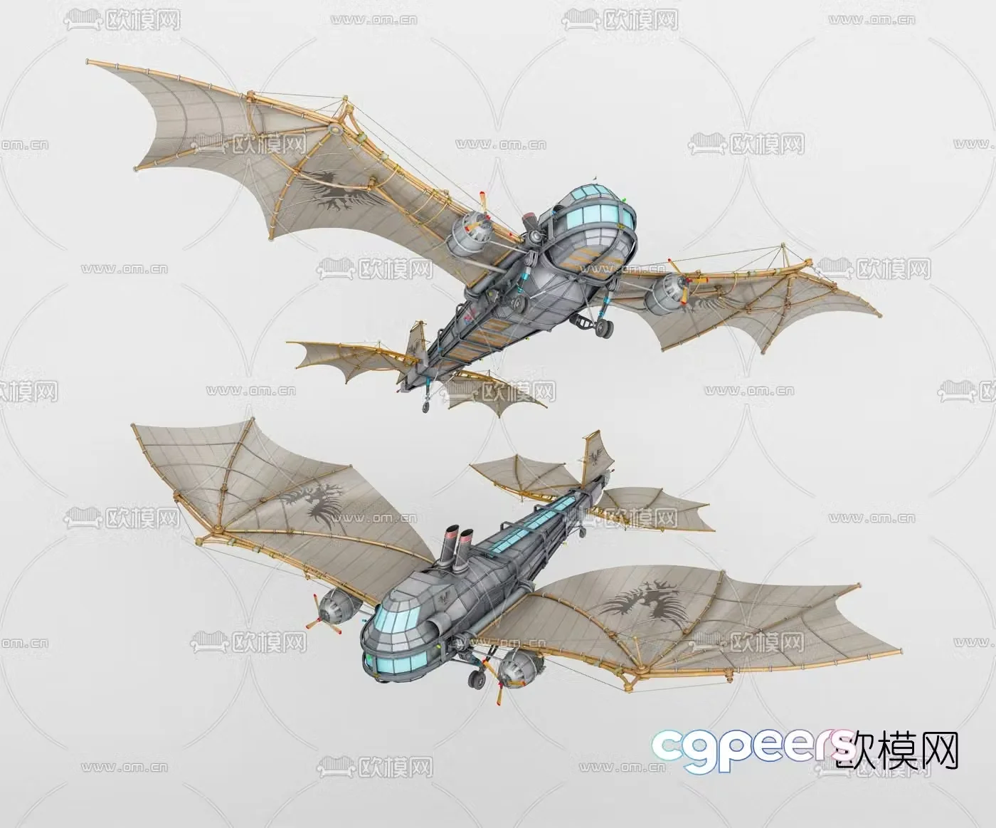 Industrial wind dragon glider model 3d model