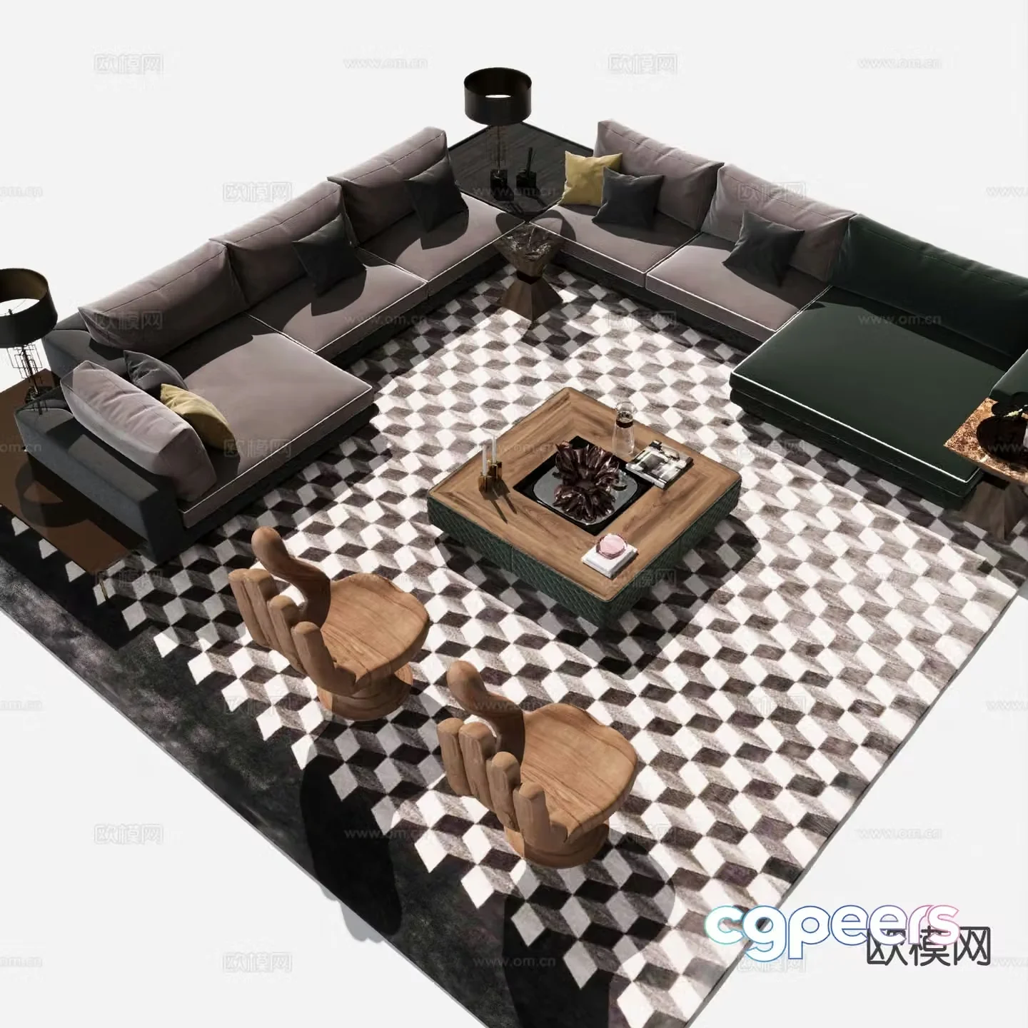 Modern sectional sofa 3d model