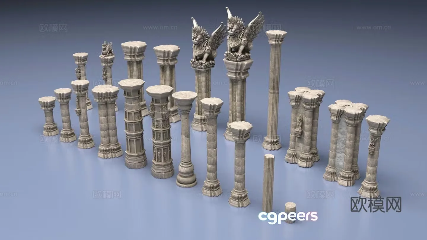 Roman columns set 3d model