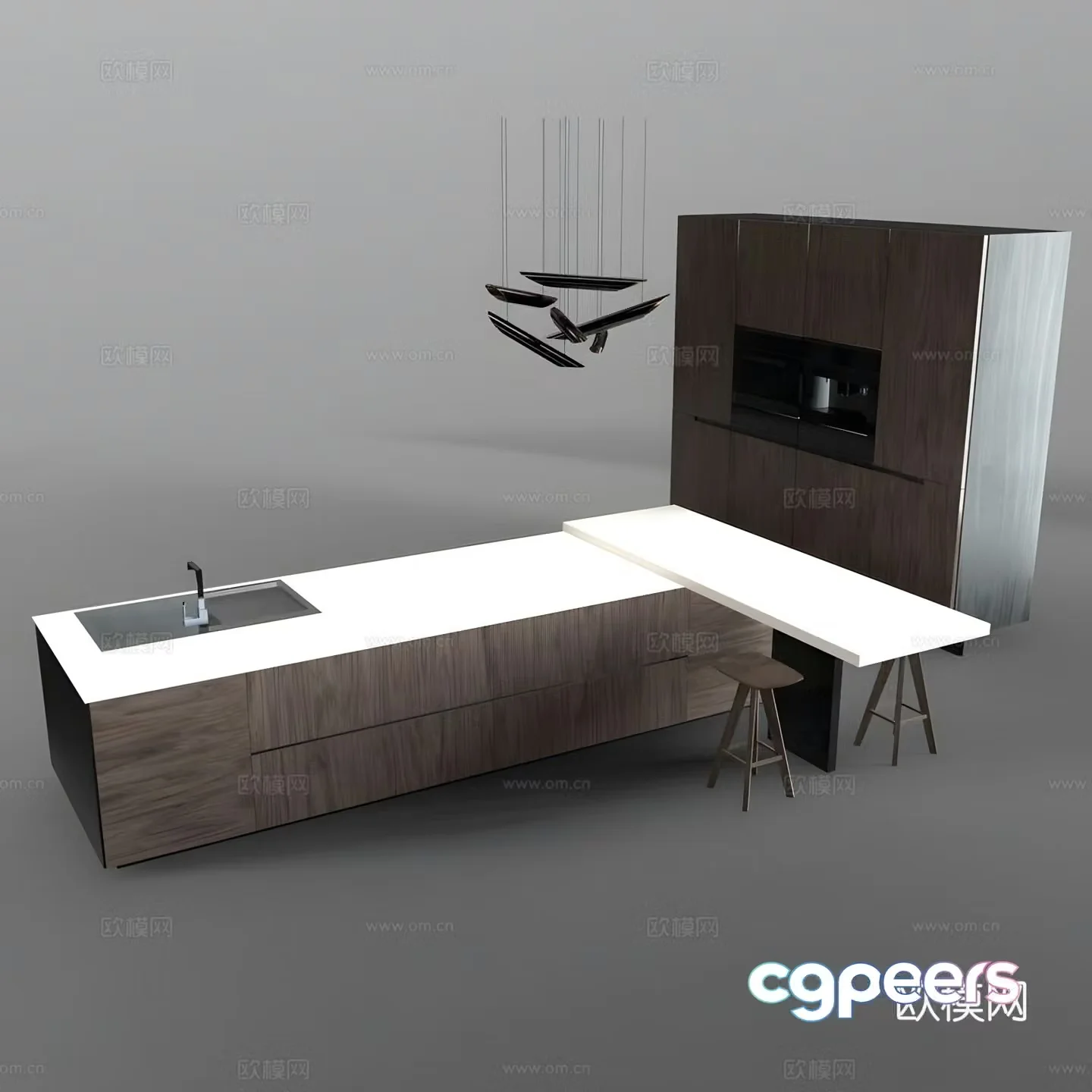 Modern island cabinet 3d model