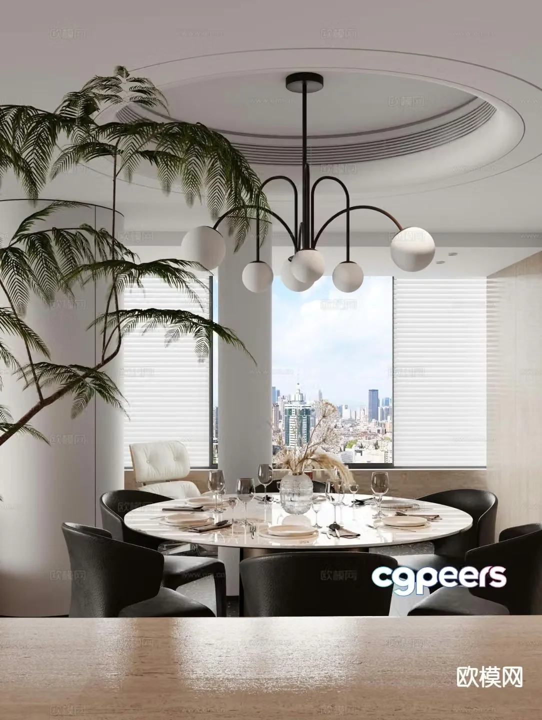 Modern round restaurant 3d model