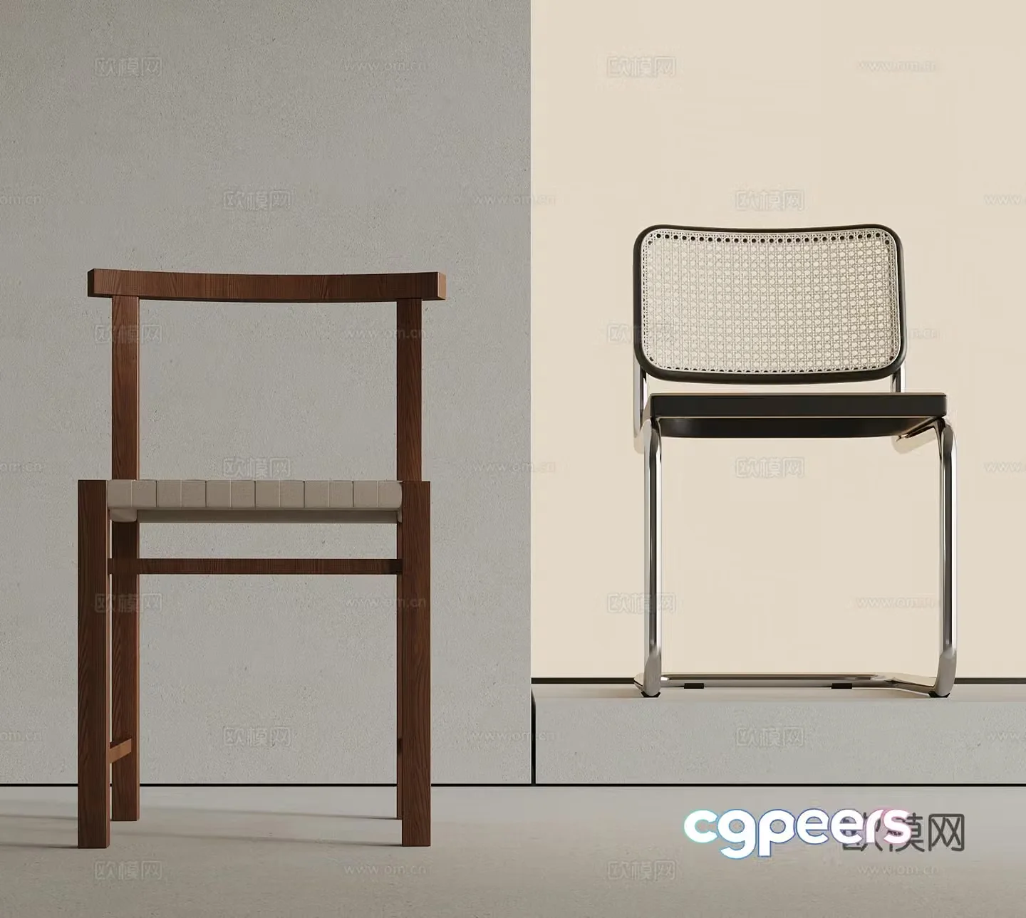 Modern medieval dining chair leisure chair rattan chair 3d model