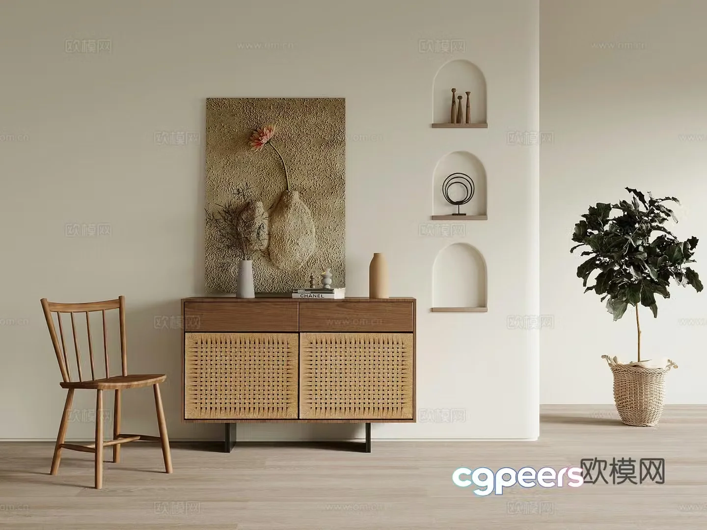 Entrance Cabinet Jijifeng Entrance Cabinet Leisure Chair Jewelry Ornaments 3D Model