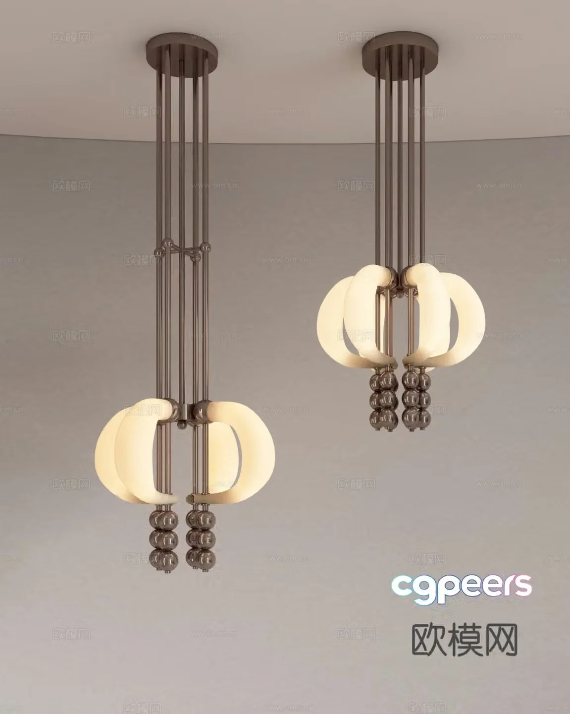Modern metal chandeliers restaurant chandeliers bedside chandeliers 3d model