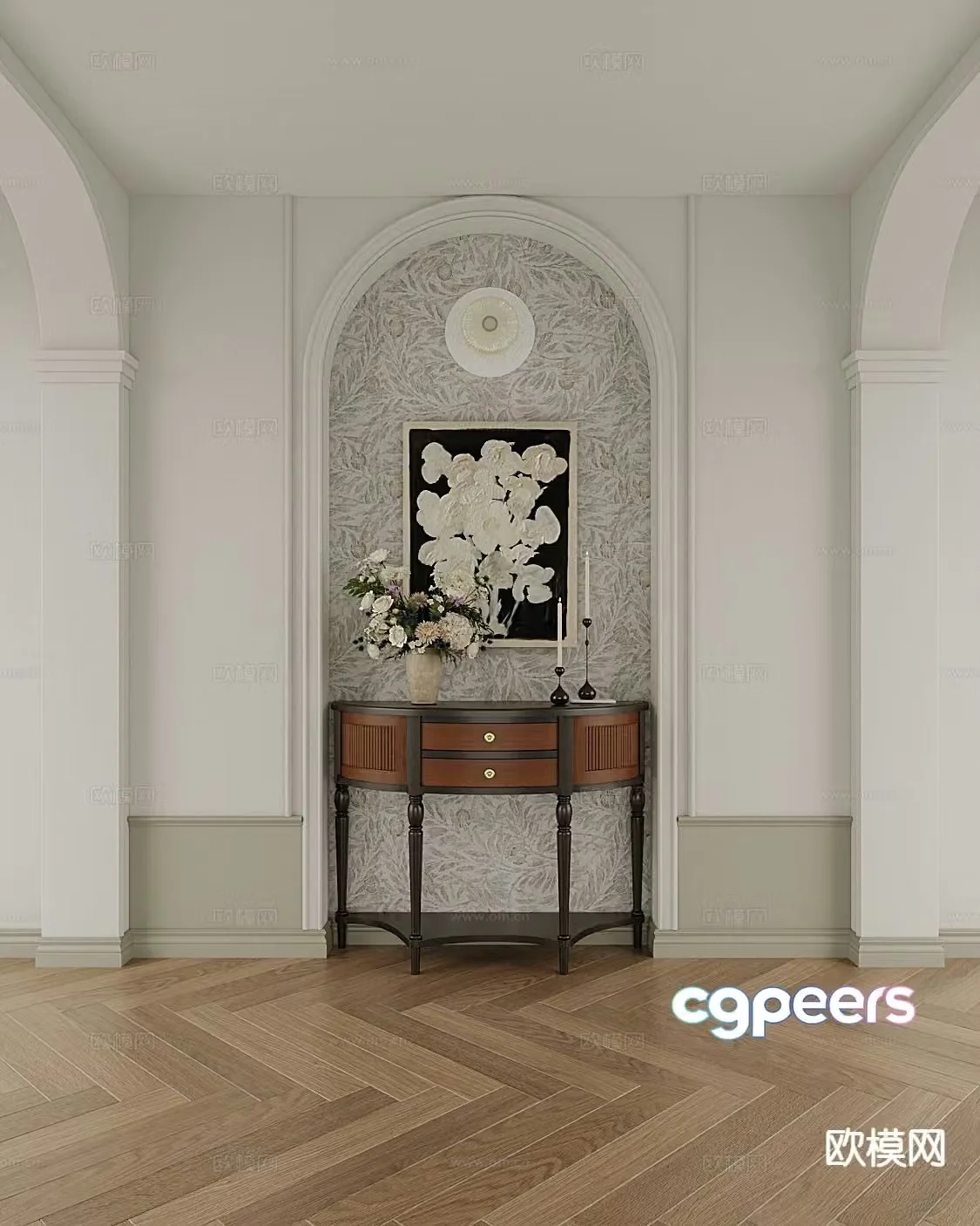 French entryway cabinet 3d model