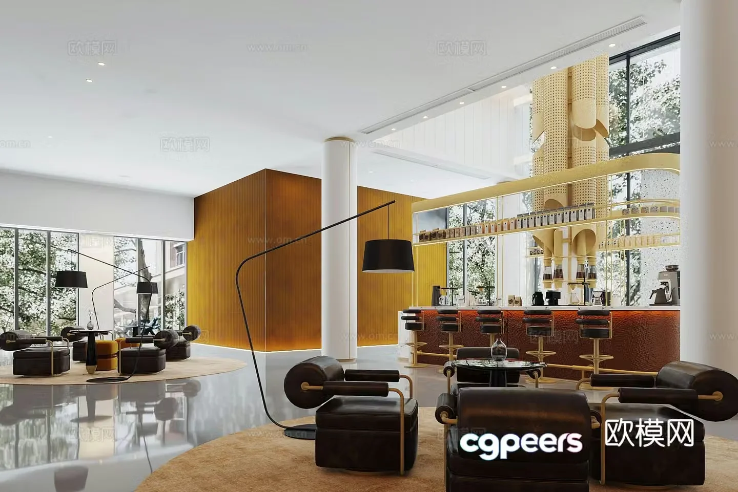 Modern shopping mall coffee shop 3d model