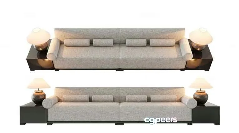 Modern Light Gray Sofa 3D Model – 7327 – VRAY Render