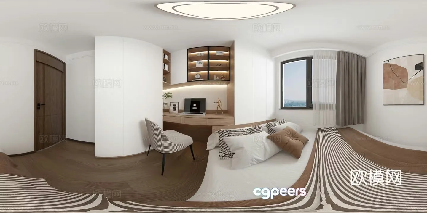 Modern tatami bedroom cr panoramic 3d model