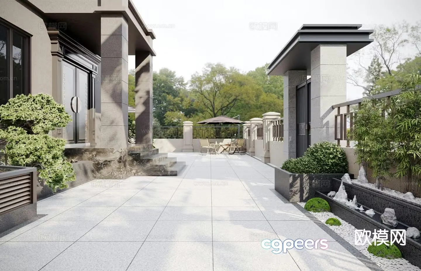 New Chinese style courtyard landscape courtyard garden 3d model