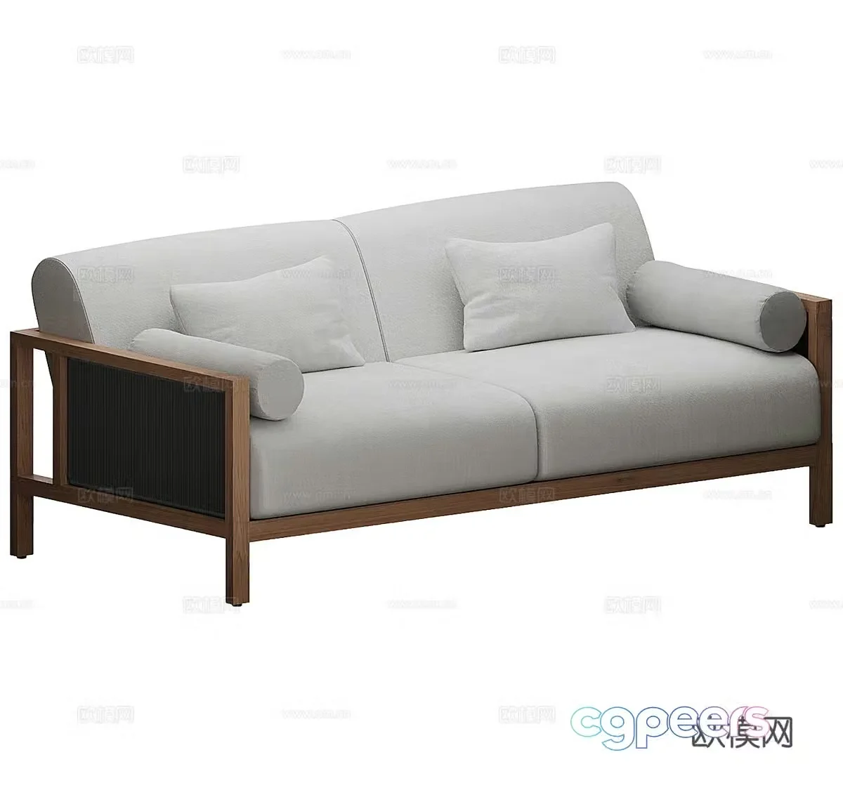 Simple double sofa fabric double sofa courtyard sofa casual sofa outdoor sofa 3d model
