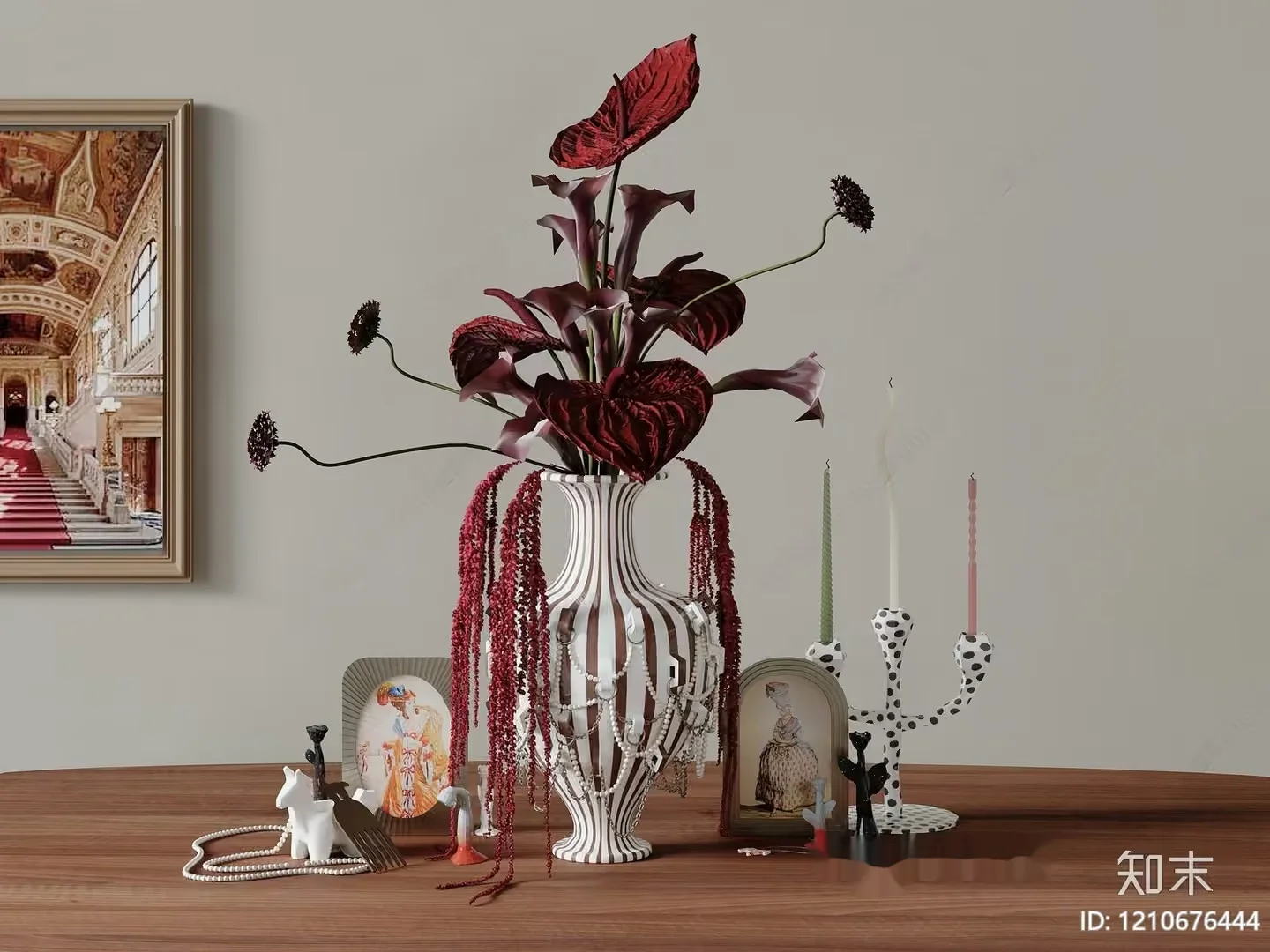 Artistic Still Life With Vase And Candlesticks 3D Model – 2998 – VRAY Render