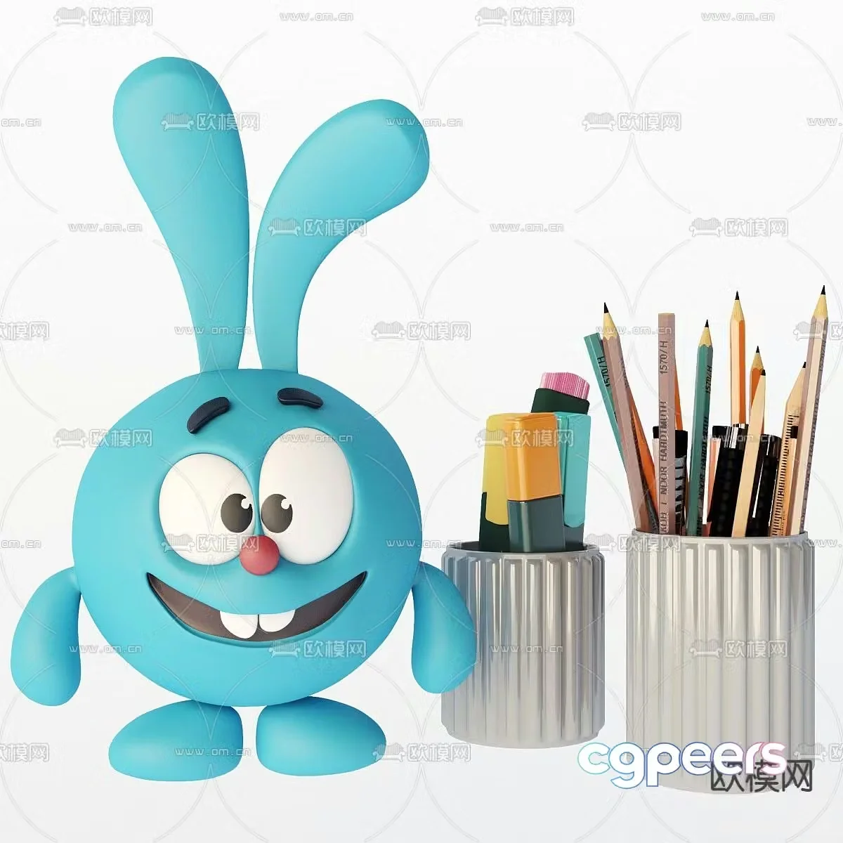 Cartoon rabbit stationery 3d model