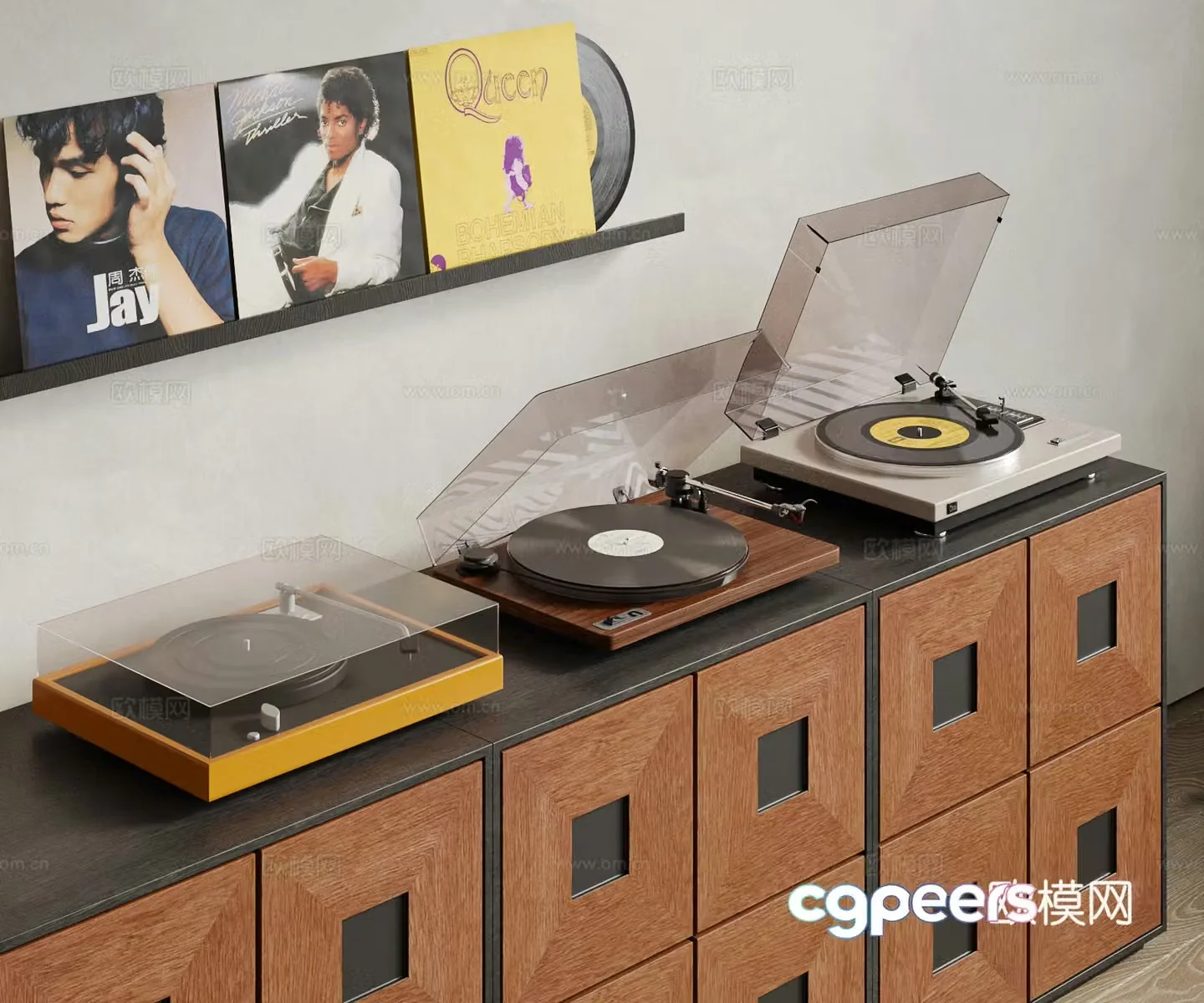 Middle-aged record record machine combination 3D model