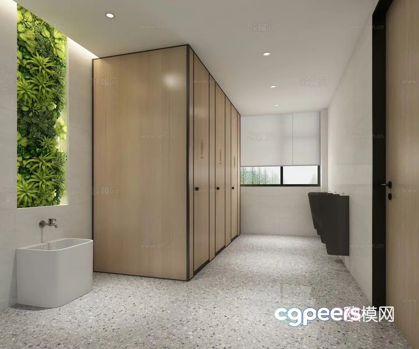 Modern office public bathroom 3d model