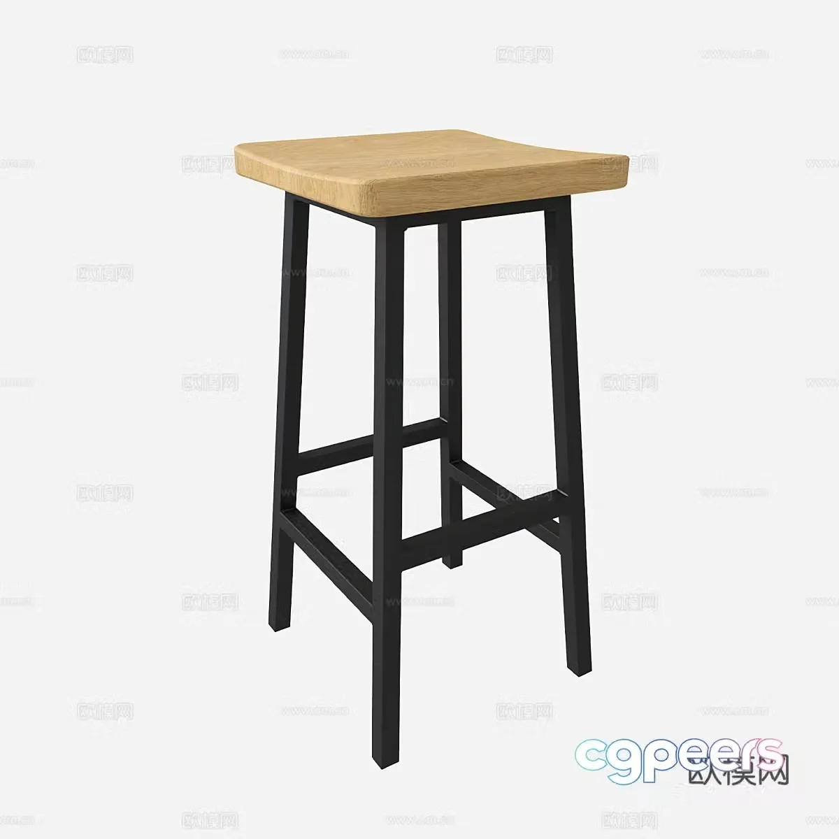 Nordic simple bar chair chair simple chair bar stool 3d model