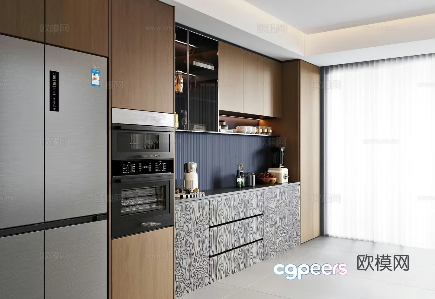 Italian modern sideboard refrigerator cabinet 3d model