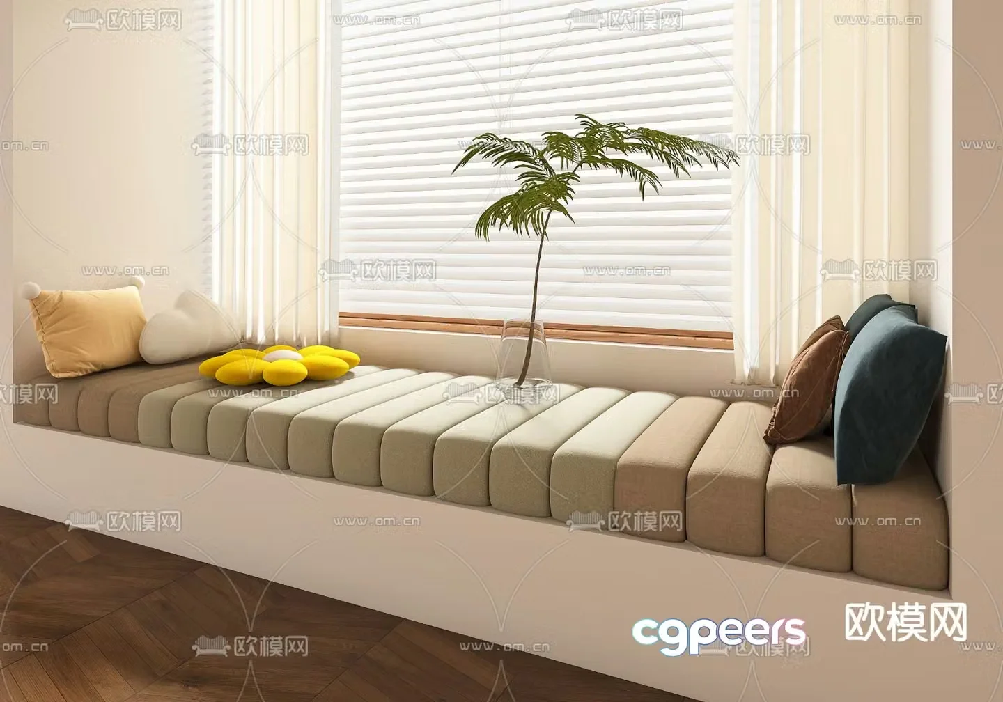 Cushion cushion bay window cushion cushion window sill 3d model