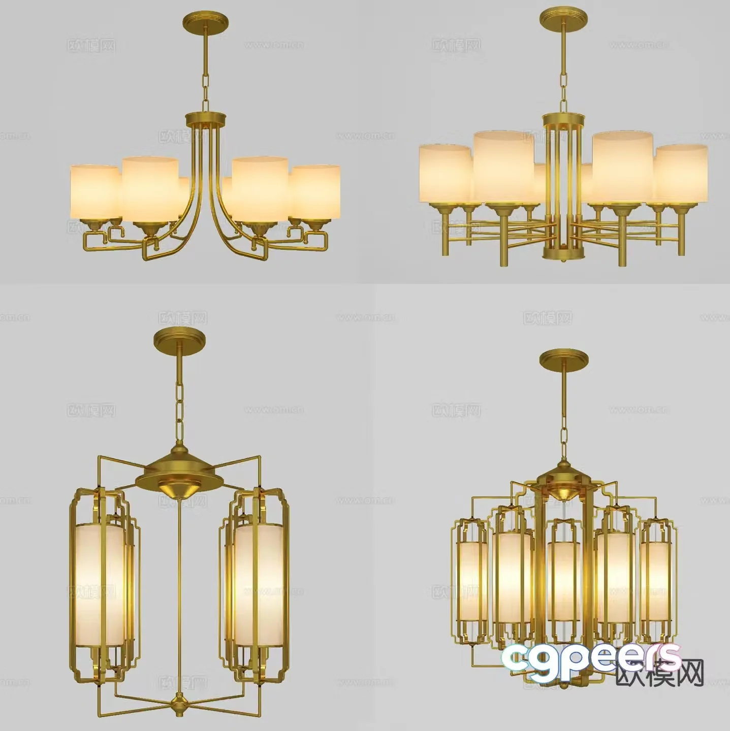 New Chinese style chandelier multi-head chandelier 3d model