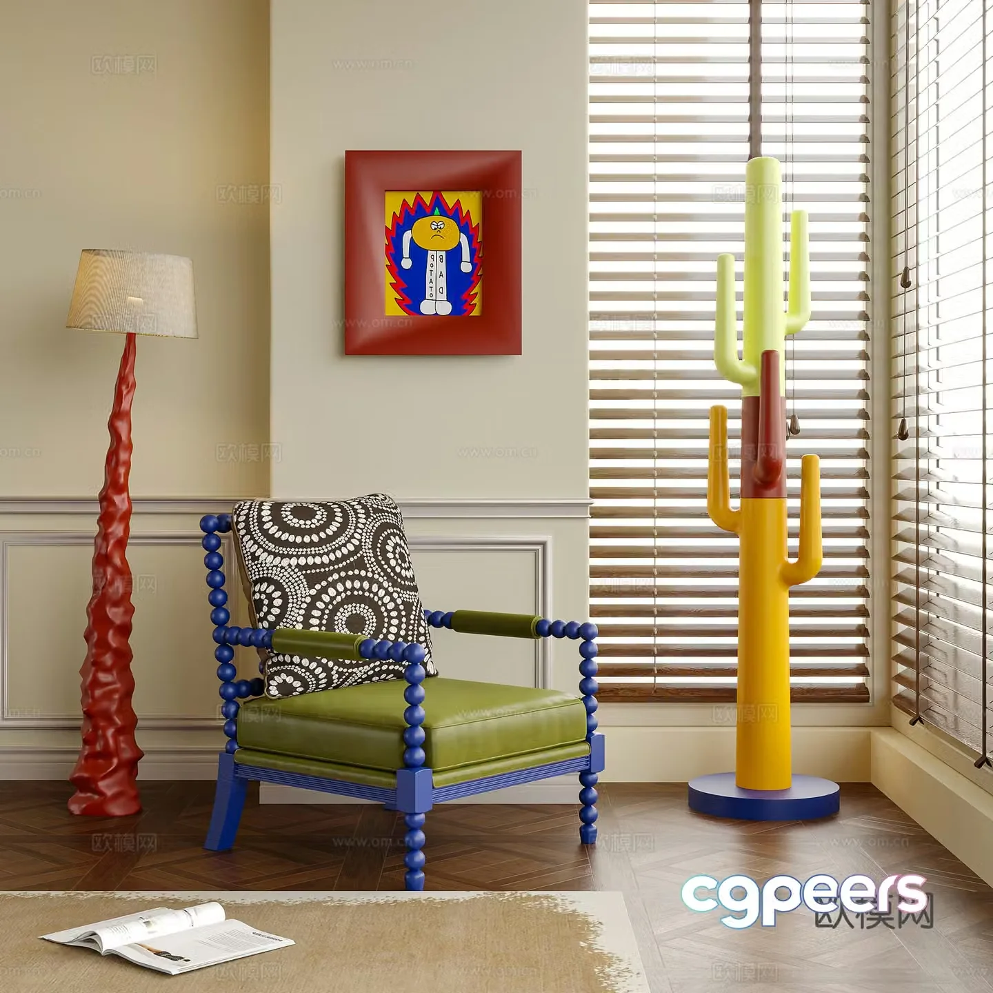 Modern Bauhaus lounge chair single sofa single chair floor lamp 3d model