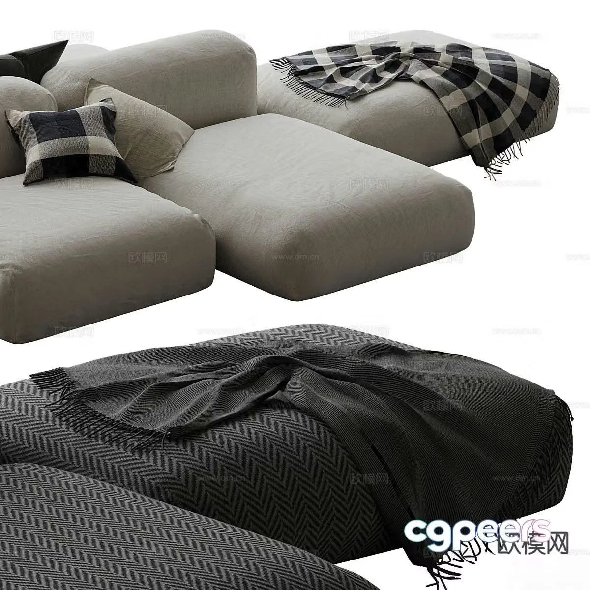 Multi-person sofa module sofa 3d model