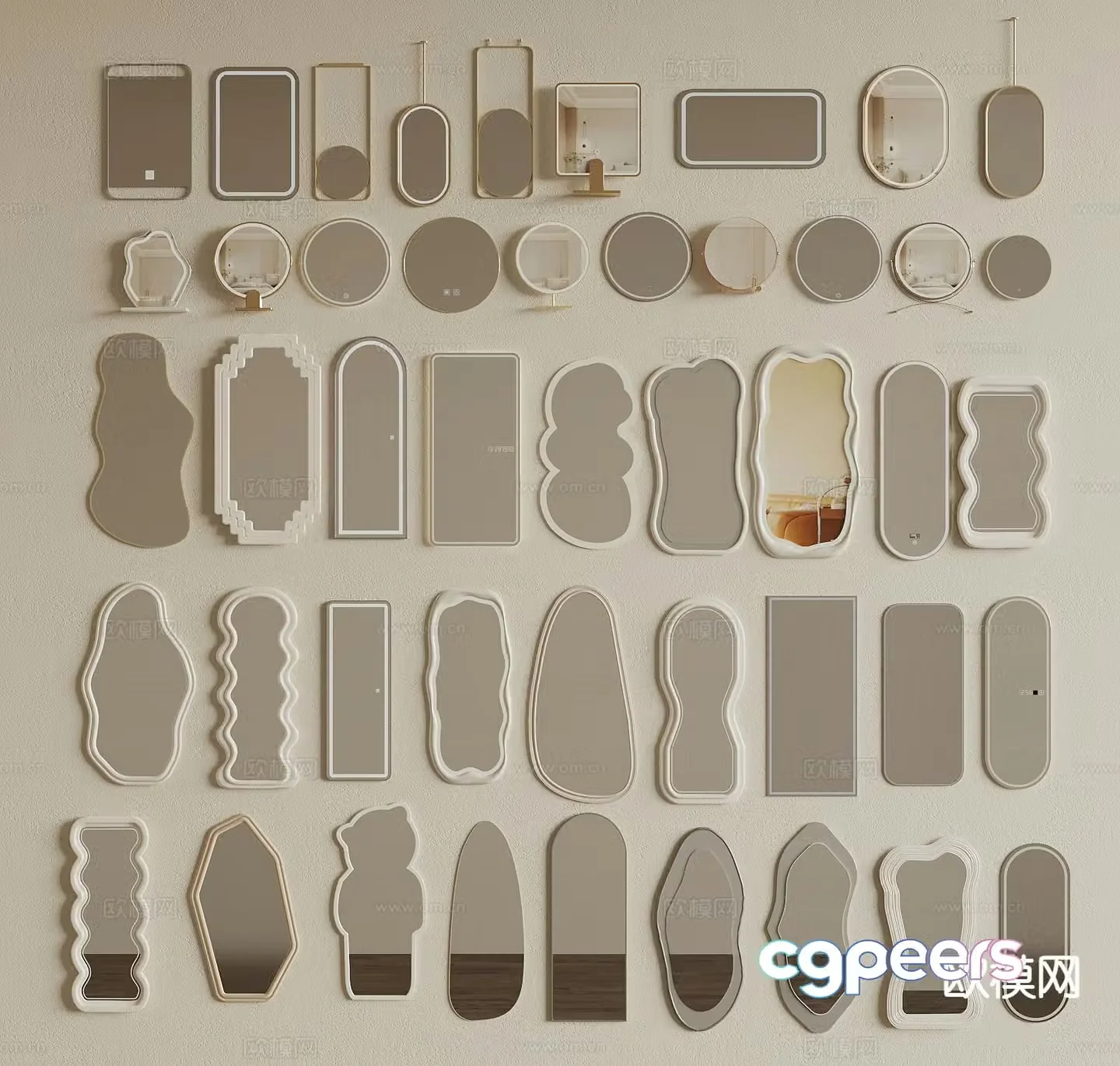 Mirror full-length mirror makeup mirror floor mirror bathroom mirror full-length mirror 3d model
