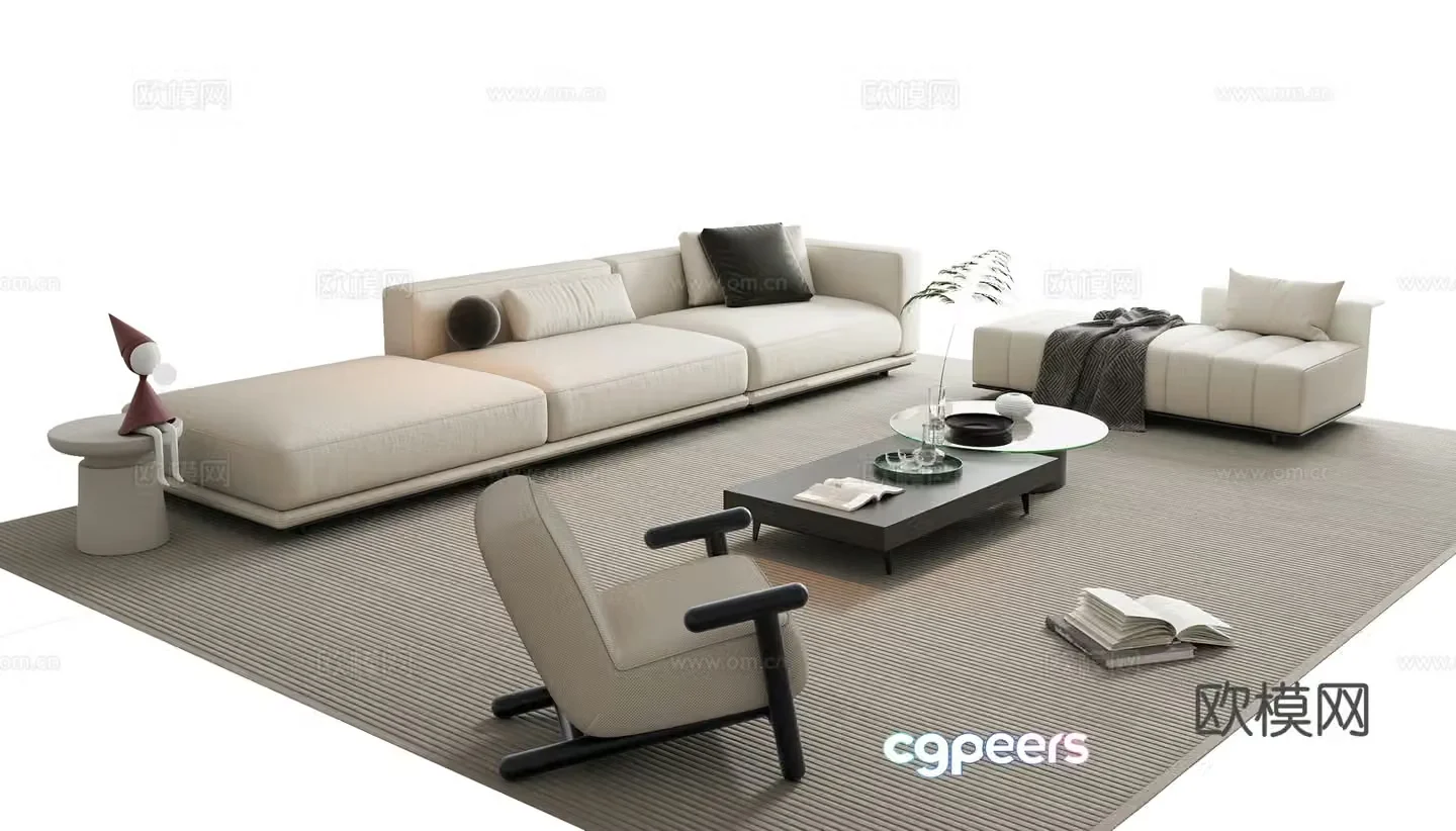 Modern Italian sofa coffee table 3d model