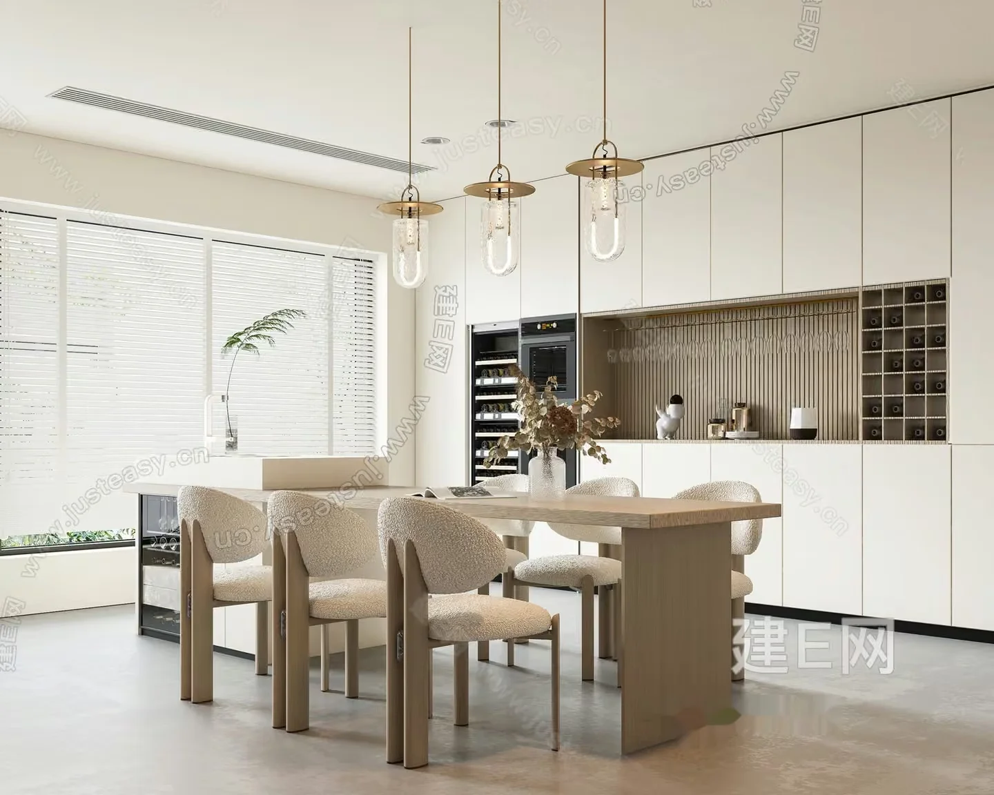 Modern Minimalist Dining Room 3D Model – 13012 – VRAY Render