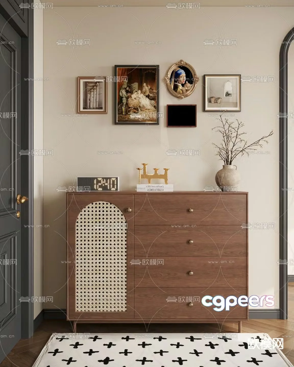Medieval style chest of drawers 3D model