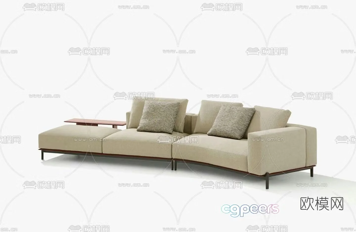 poliform beige multi-person sofa 3d model