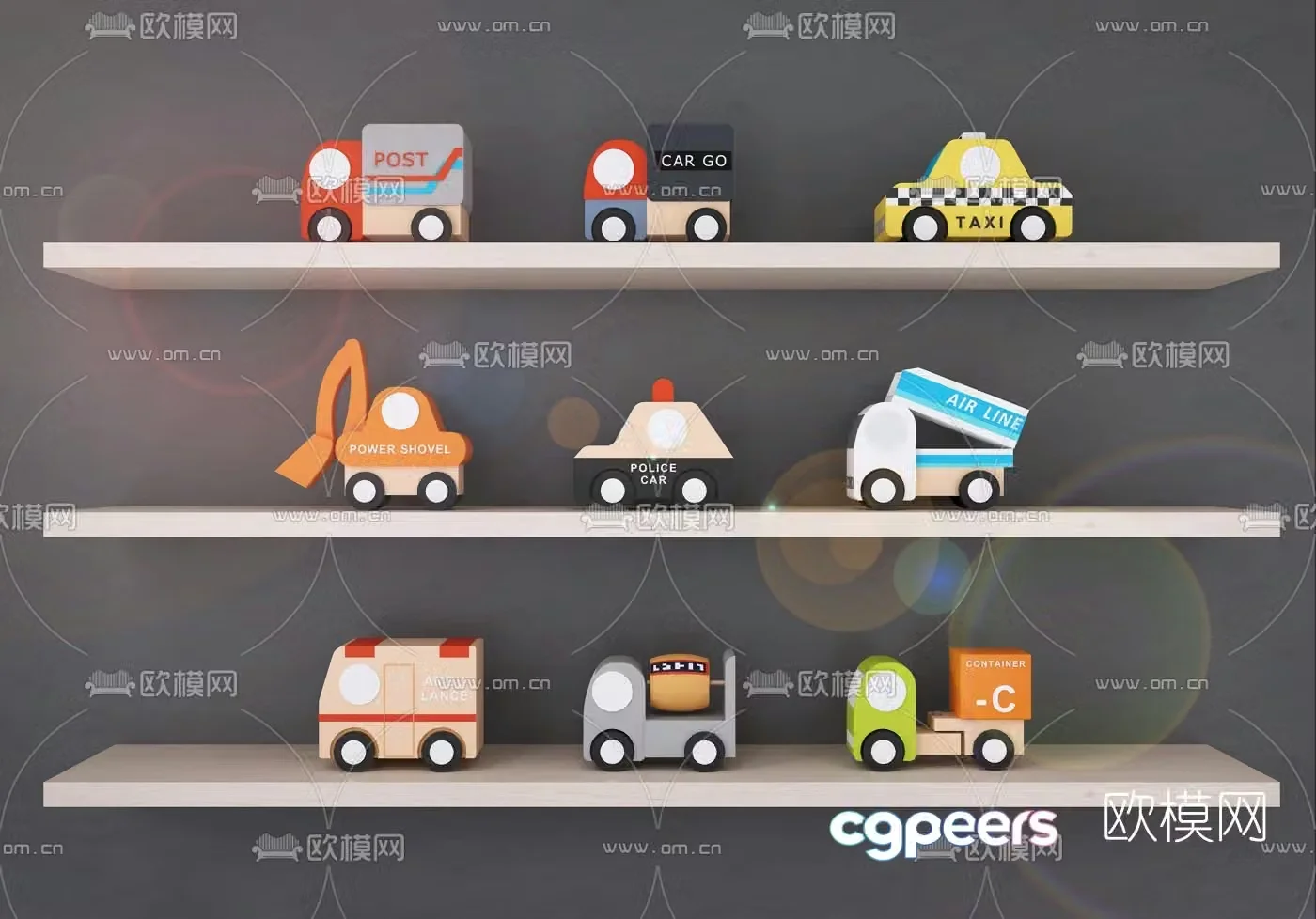 Modern cartoon toy car 3d model