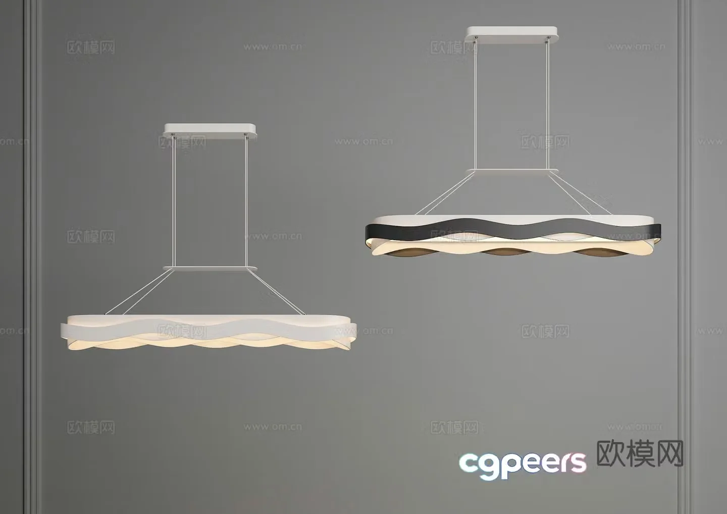 Cream chandelier long strip chandelier one-line chandelier restaurant chandelier study chandelier Italian chandelier 3D model