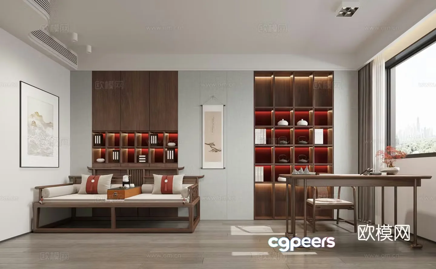 New Chinese style study room 3D model