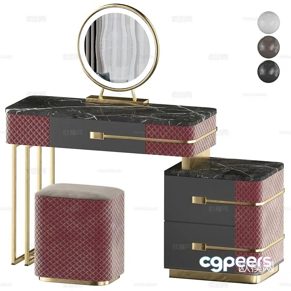 European style dressing table 3d model
