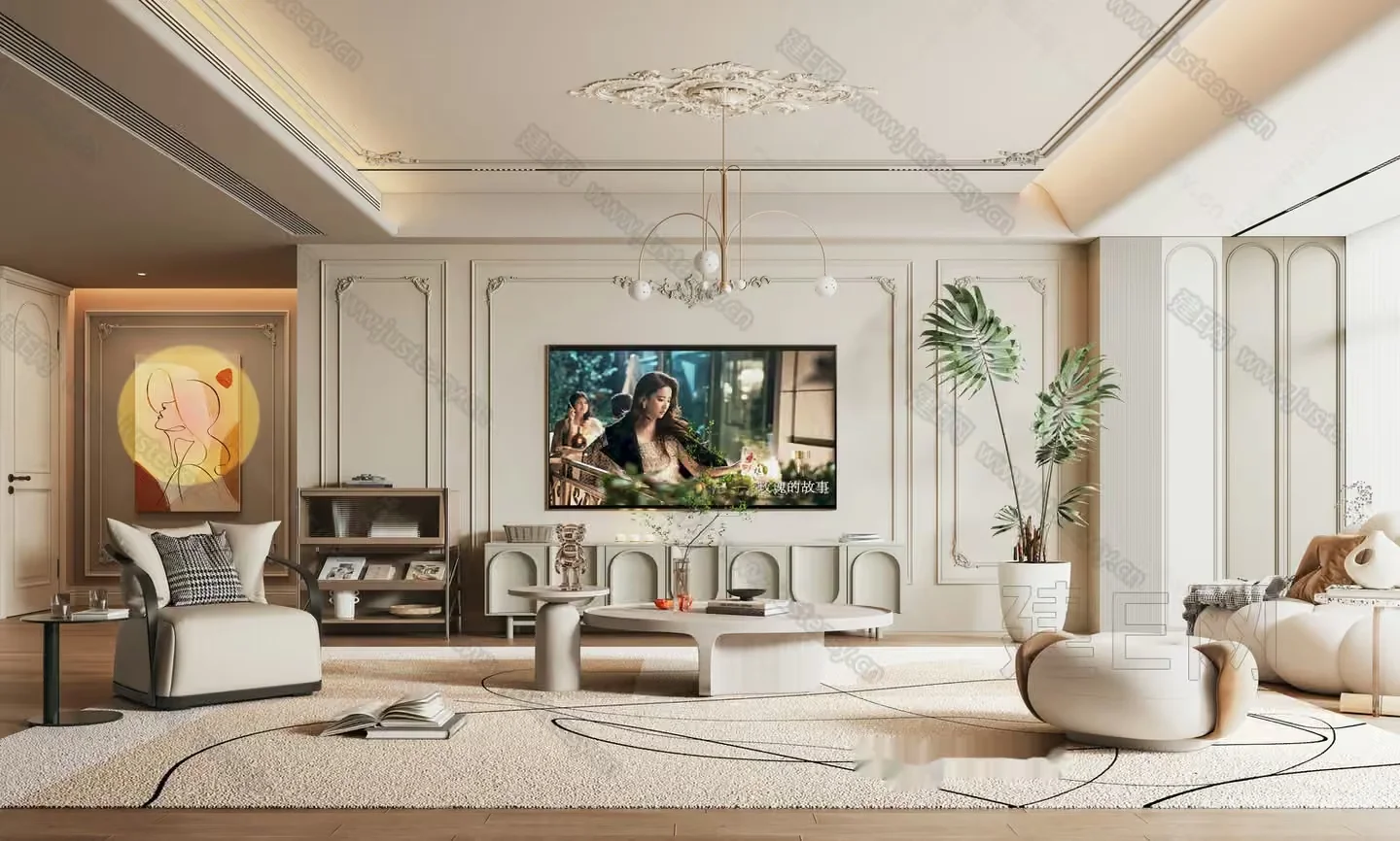 Modern Living Room 3D Model – 6033 – VRAY Render