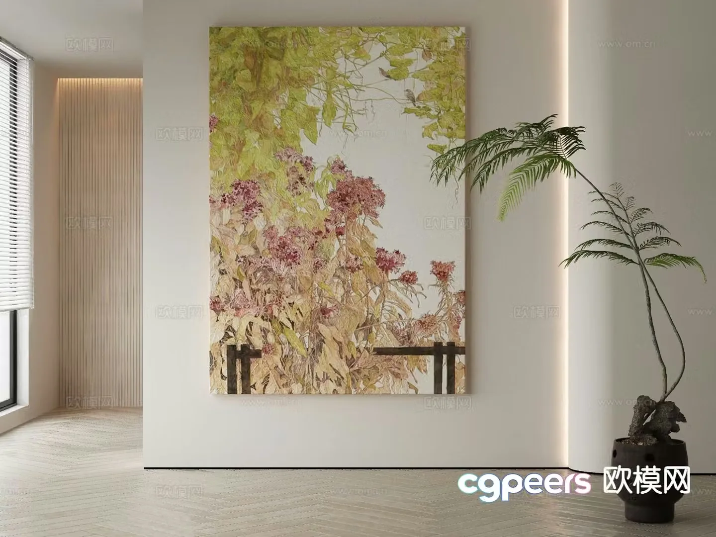 Wabi-sabi oil painting botanical painting decorative painting 3D model
