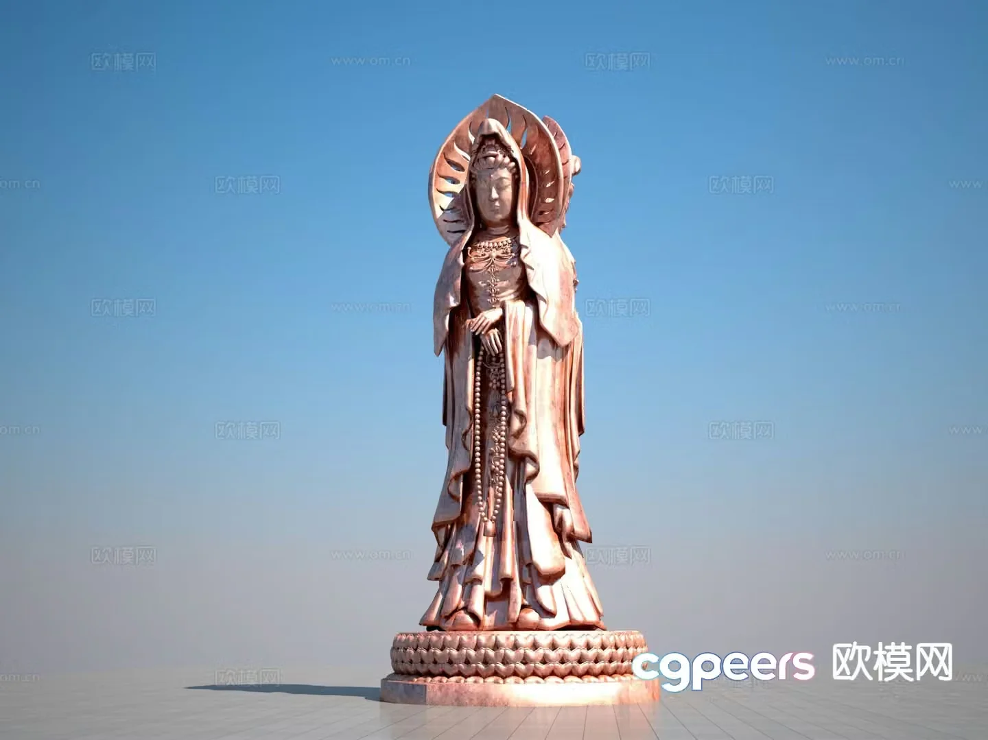 Three-sided Guanyin sculpture 3D model